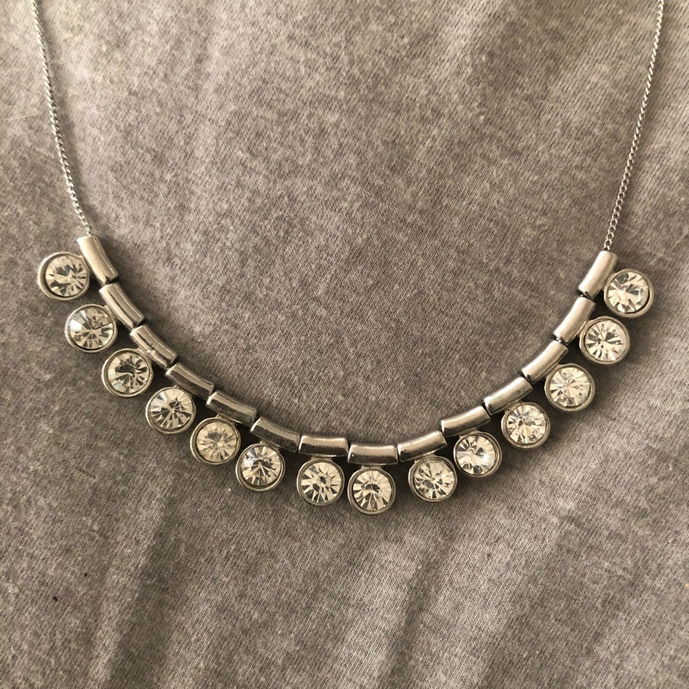 Short Silver necklace.